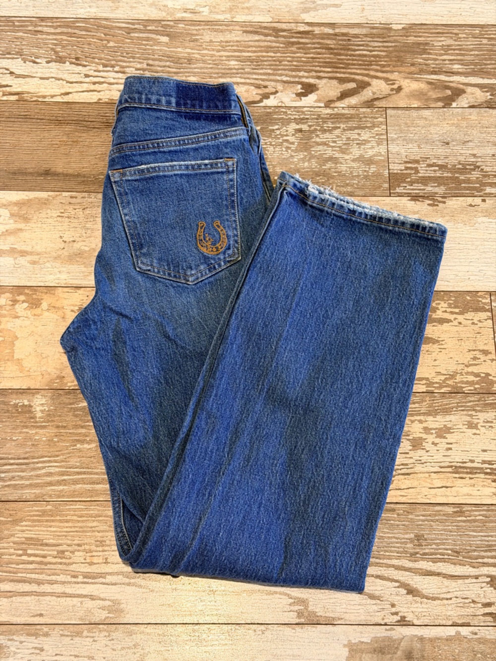 Abercrombie & Fitch High Rise 90’s Relaxed Jeans Embroidered Horseshoe 2/26R